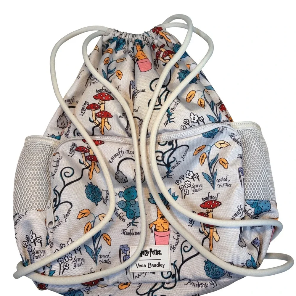 Vera Bradley Harry Potter Herbology 2020 White Drawstring Backpack